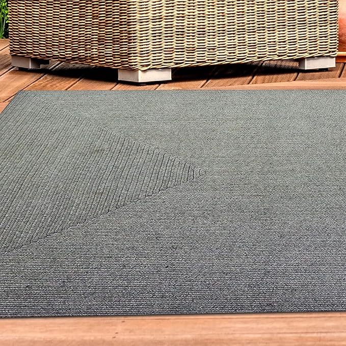 Superior Indoor/ Outdoor Large Area Rug, Reversible Braided Home Floor Decor for Living Room, Kitchen, Entryway, Patio, Front Porch, Deck, Modern, Boho, Farmhouse Style, 3' x 5', Fog Green