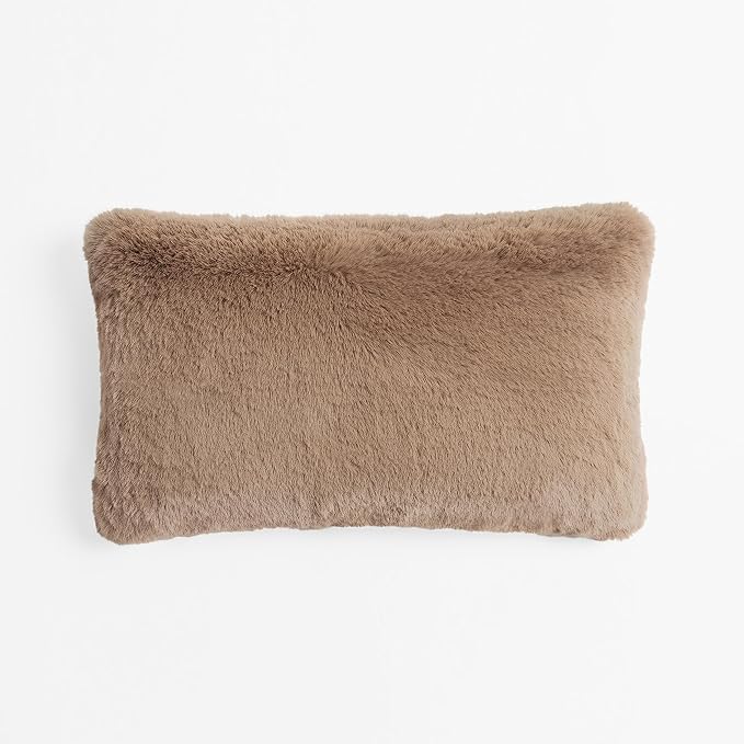 UnHide Squish Lumbar Pillow - Faux Fur Pillow - Extra Soft, Rectangular Shaped with Polyester Fill - Machine Washable - 10” x 18” - Mocha Sharpei