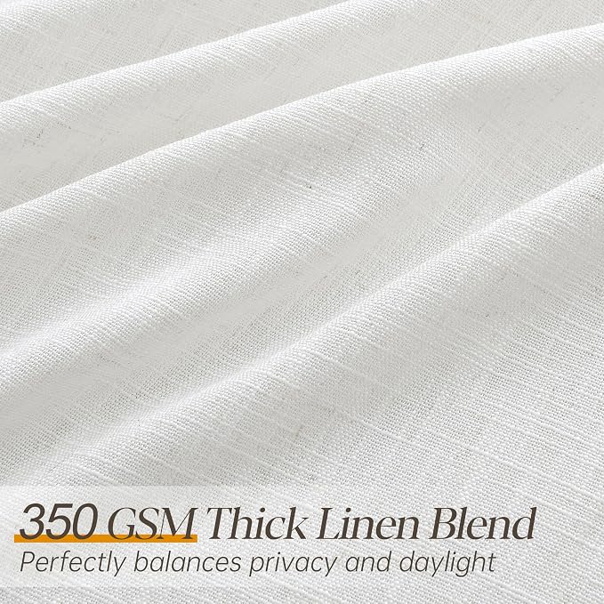 60 Inch Extra Wide Pinch Pleated Curtains 120 Inch Length for Living Room Large Window Drapes Light Filtering Privacy for Bedroom Back Tab with Hooks Clip Rings Natural 60W x 120L