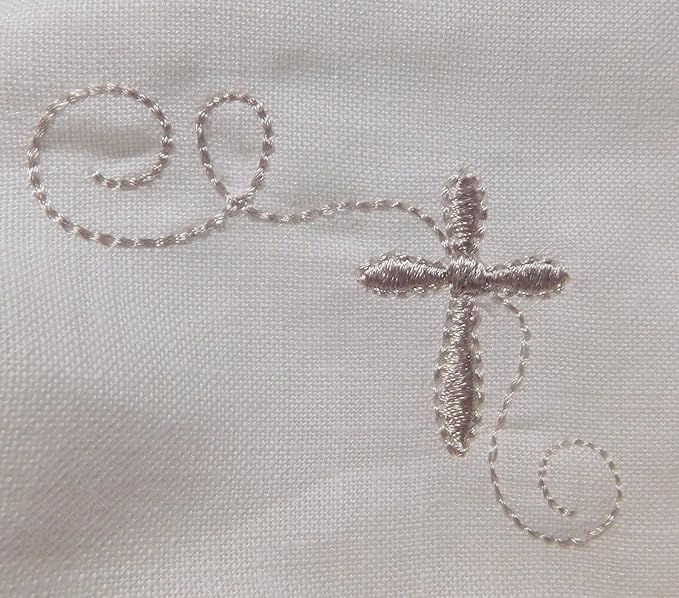 Integrity Designs Baby Linen Keepsake Cross Embroidered Handkerchief Christening/Baptism Bonnet and Gift Card with Envelope