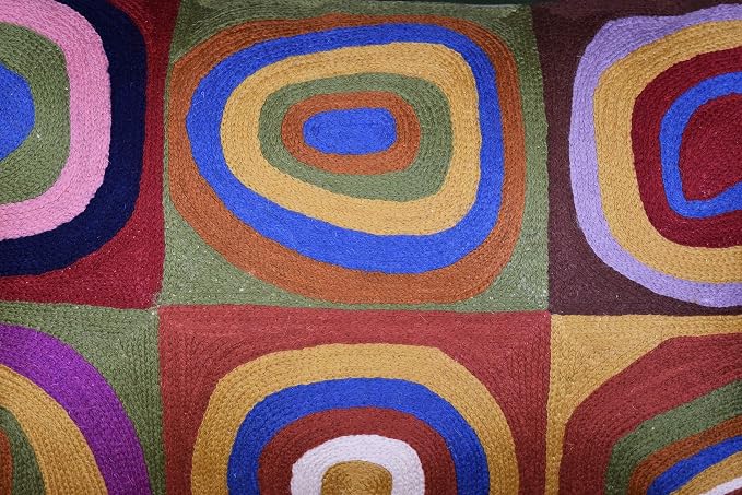 Lumbar Kandinsky Cushion Cover Farbstudie Quadrate Hand Embroidered Wool 13x21