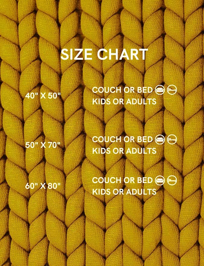 YnM Chunky Throw Blanket, Medium-Weight, Hand Knitted, Skin Friendly, Ventilated and Breathable, Machine Washable, Home Décor Piece for Couch, Sofa and Bed (Yellow Fusion, 60x80 Inch)