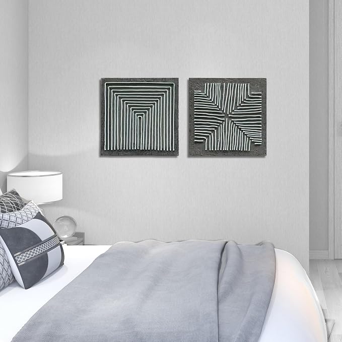 NANKAI Art Hand-Painted Abstract Wall Art Modern Abstract Canvas Wall Decoration Hand-Drawn Work Suitable for Living Room, Bedroom, Office 2 Piece Set 24 x 24 inches