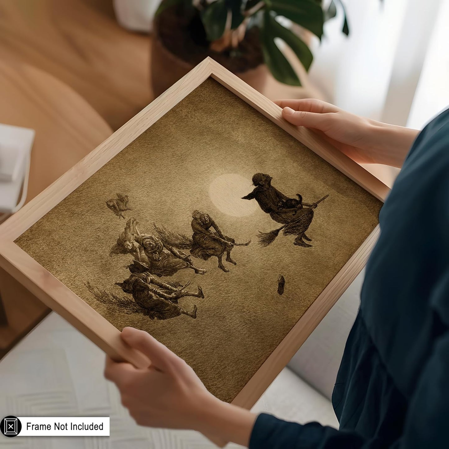 Poster Master Vintage Witches Ride Poster - Retro Flying Witches Print - Halloween Art - Pagan Art - Gift for Men & Women - Gothic Wall Decor for Living Room, Bedroom or Dorm - 11x14 UNFRAMED Wall Art