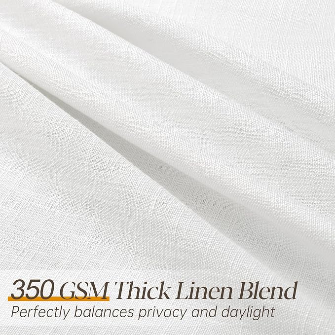 80 Inch Extra Wide Pinch Pleated Curtains 84 Inch Length for Living Room Large Window Drapes Light Filtering Privacy for Bedroom Back Tab with Hooks Clip Rings Beige White 80W x 84L
