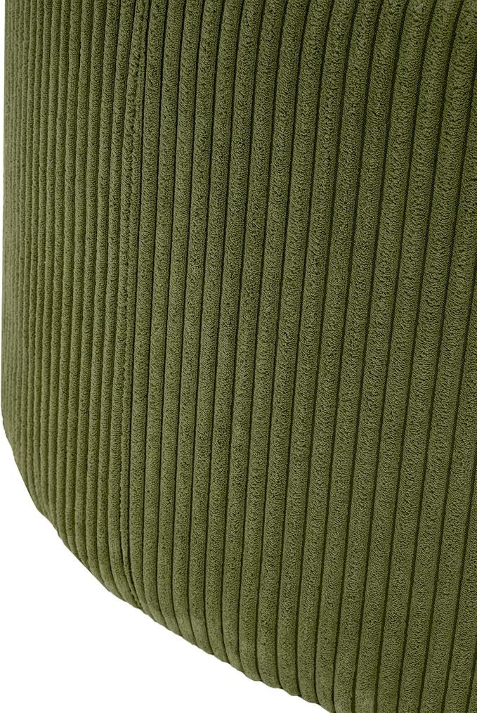 Christopher Knight Home GAVI Corduroy Ottoman Foot Stool, 30" Pouf Footstool Ottoman Seat, Upholstered Foot Chair, Round Footrest, Modern Side Table for Living Room Bedroom Home Decor, Olive Green