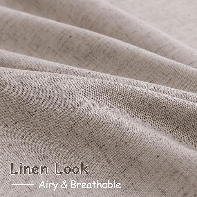 Brownish Grey Semi Sheer Linen Curtains 72 Inch Length for Living Room Back Tab Rod Pocket Modern Farmhouse Coastal Decor Cotton Textured Gauze Curtains 72 Inches Long for Dining Room Office