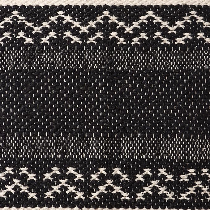 REDEARTH Handmade Boho Throw Pillow Covers - Bohemian Chic Farmhouse Style - Accent Woven Indoor and Outdoor Pillow Cushion Cases for Couch - Bed - Sofa – Set of 2-18"x18" - Ziggurat Obsession Black