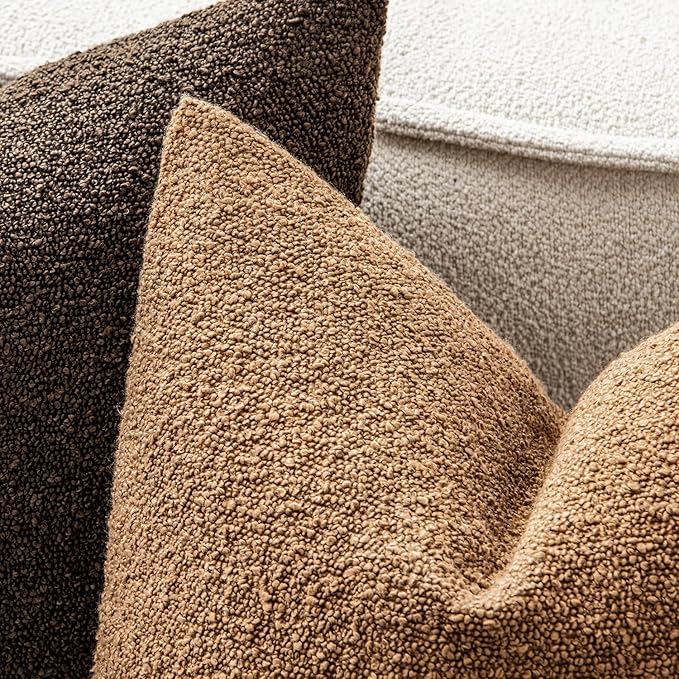 MIULEE 18x18 Inch Decorative Pillow Covers for Couch Bed Set of 2 Textured Boucle Neutral Throw Pillow Covers Brown Tobacco Accent Solid Vintage Pillowcases Sofa Living Room Home Decor