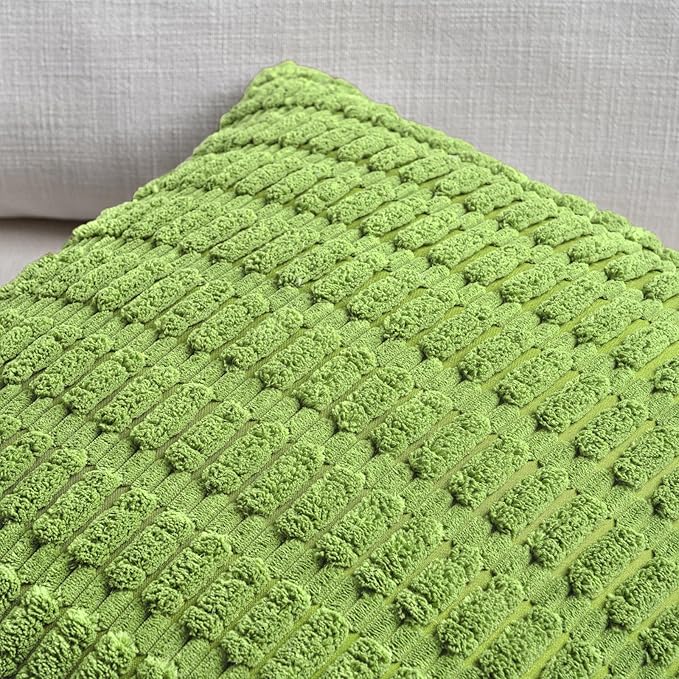 Fancy Homi 4 Packs Decorative Throw Pillow Covers for Living Room Couch Bed, Modern Farmhouse Boho Home Décor Accent Cushion Case, 16" x 16" (Pack of 4), Lime Green