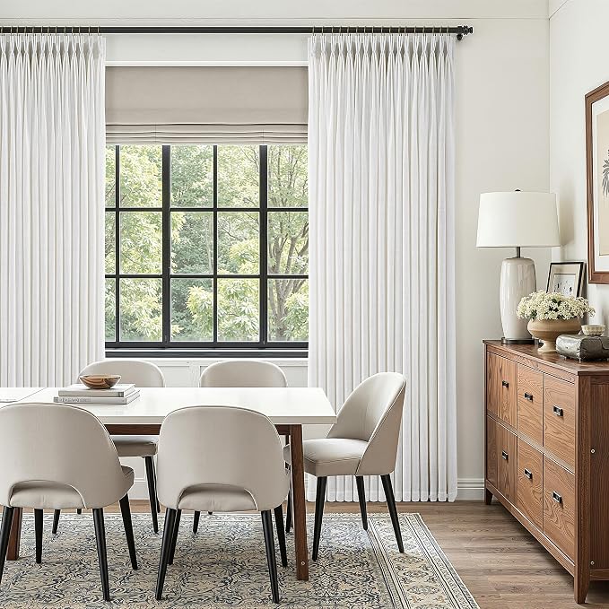 100 Inch Extra Wide Pinch Pleated Linen Curtains 120 Inch Length for Living Room Bedroom Natural Cream Beige Privacy Drapes Light Filtering for Patio Sliding Door 120 Inches Long Hooks Clips Rings