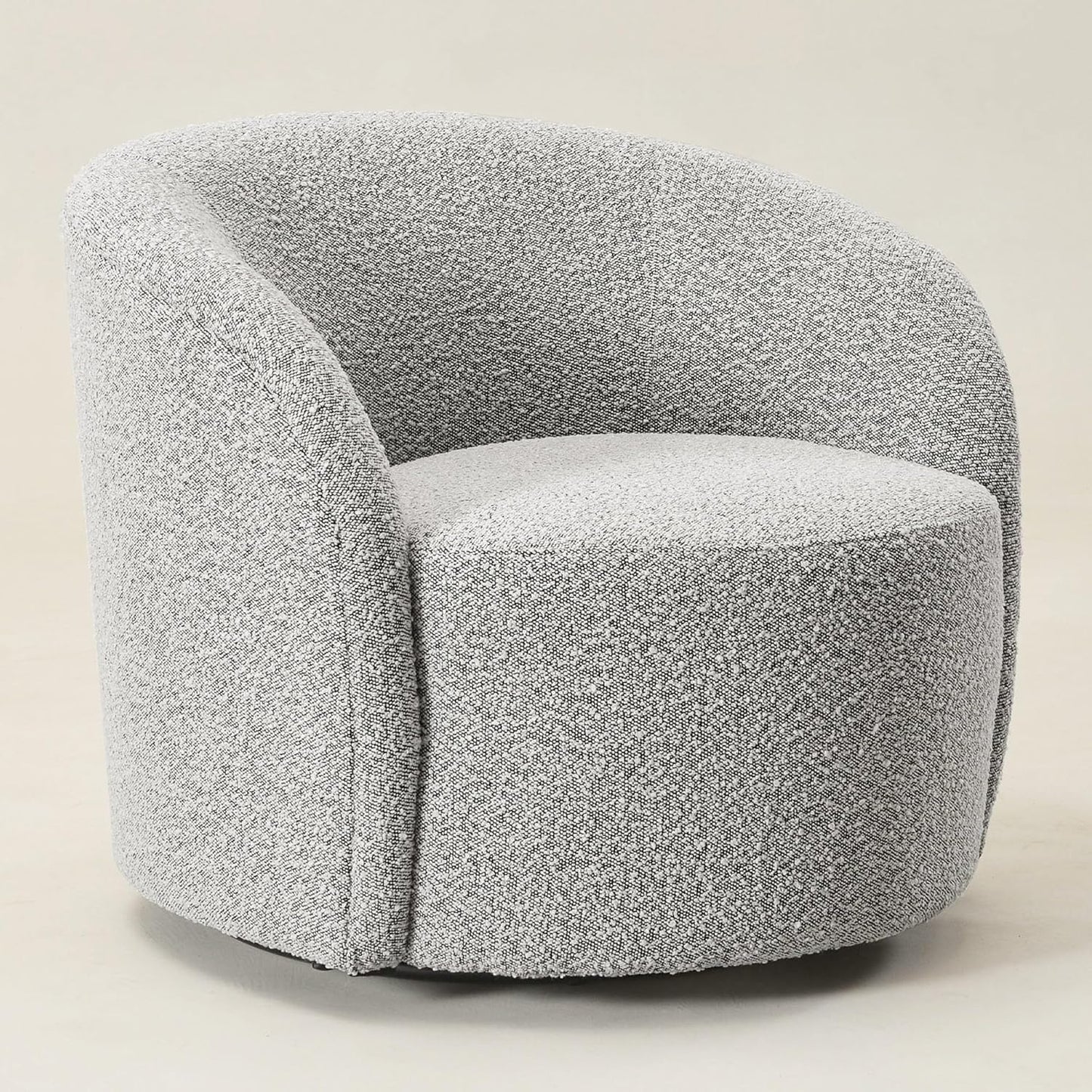 KINWELL Sherpa Swivel Barrel Chair & Round Ball Pillow Set - 34" Wide Modern Boucle Accent Chair with 9” Matching Nordic Decorative Throw Pillow for Living Room and Bedroom(Black White)