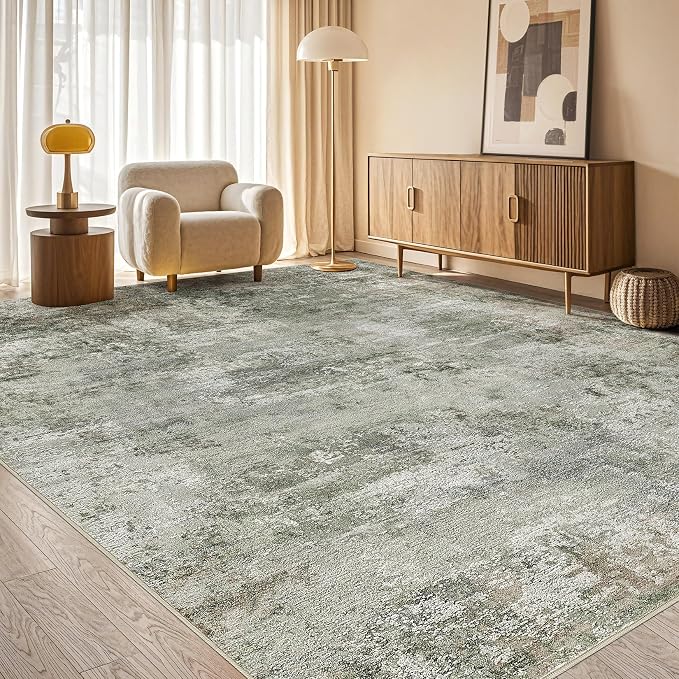 Tortania Area Rug Living Room Rugs - 5x8 Washable Large Soft Neutral Boho Moroccan Bohemian Farmhouse Rug Indoor Floor Carpet for Bedroom Under Dining Table Home Office Decor - Olive Brown