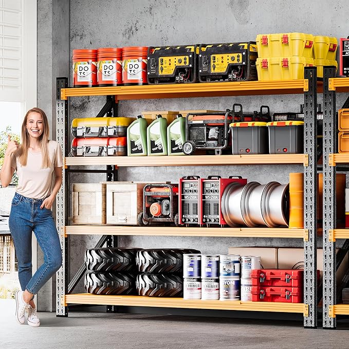6000LBS Heavy Duty Garage Shelving Units,79" Wide & Deep Storage Shelves,Orange Metal Garage Shelves,Large Storage Rack,Steel Shelf,Industrial Shelving for Shop,Warehouse,79" W x 24" D x 79" H