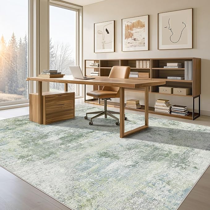 Tortania Area Rug Living Room Rugs - 5x8 Washable Large Soft Neutral Boho Moroccan Bohemian Farmhouse Rug Indoor Floor Carpet for Bedroom Under Dining Table Home Office Decor - Sage Green