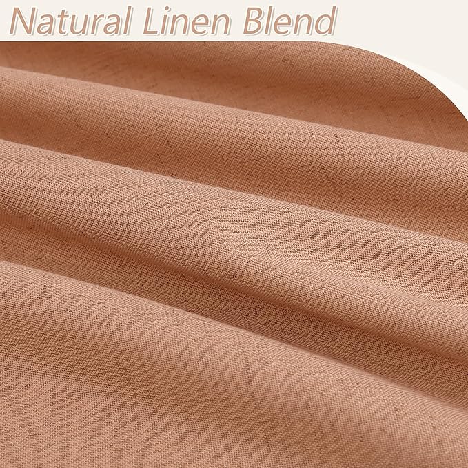 Guken 100% Blackout Curtains 90 Inch Length 2 Panels Set for Living Room Bedroom Back Tab Thermal Insulated Black Out Linen Drapes Room Darkening Peach Quartz,52x90