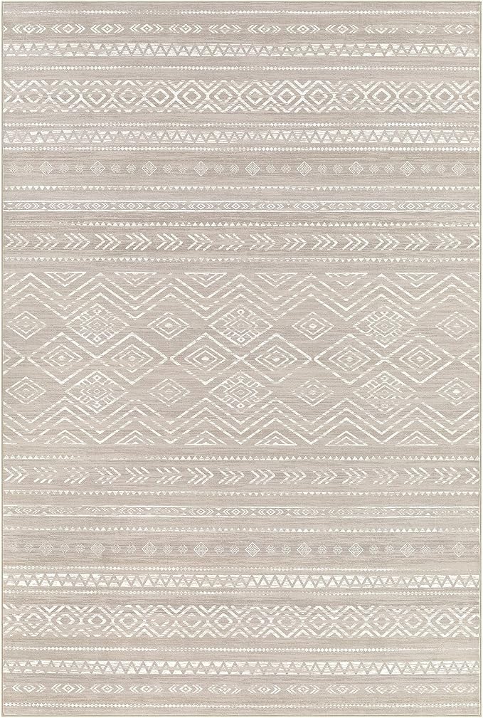 Tortania Area Rug Living Room Rugs - 2x3 Washable Soft Neutral Boho Moroccan Farmhouse Mat Indoor Floor Carpet for Bedroom Under Dining Table Home Office Decor - Taupe