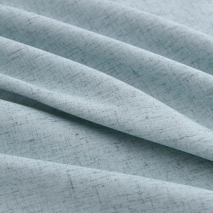 Light Blue Pinch Pleated Linen Curtains 108 Inch Length 2 Panels Set for Living Room Bedroom Modern Farmhouse Country Privacy Light Filtering Semi Sheer Back Tab Drapes with Hooks for Nursery 40x108