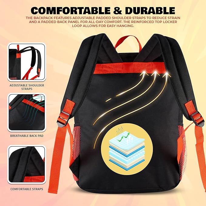 AI ACCESSORY INNOVATIONS Sonic The Hedgehog & Shadow 2 Piece Backpack Set, Boys & Girls 16" School Bag, Black