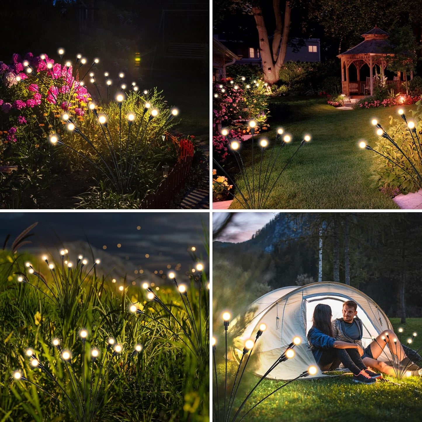 Solar Lights Outdoor Decoration, Waterproof Xmas Outdoor Lights Decor for Yard, Patio, Garden, and Front Porch, 80 LEDs Swing with The Wind (8 Pack, Warm White)