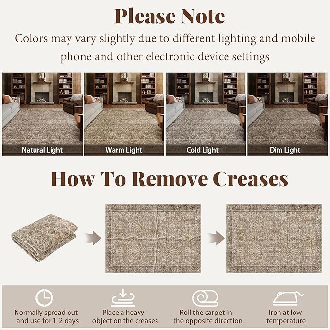 Machine Washable Hallway Runner Rug: 2'x6' Kitchen Rugs Soft Non-Slip Low Pile Vintage Boho Carpet Runners for Indoor Entryway Kitchen Bedside Bedroom Bathroom Farmhouse Decor