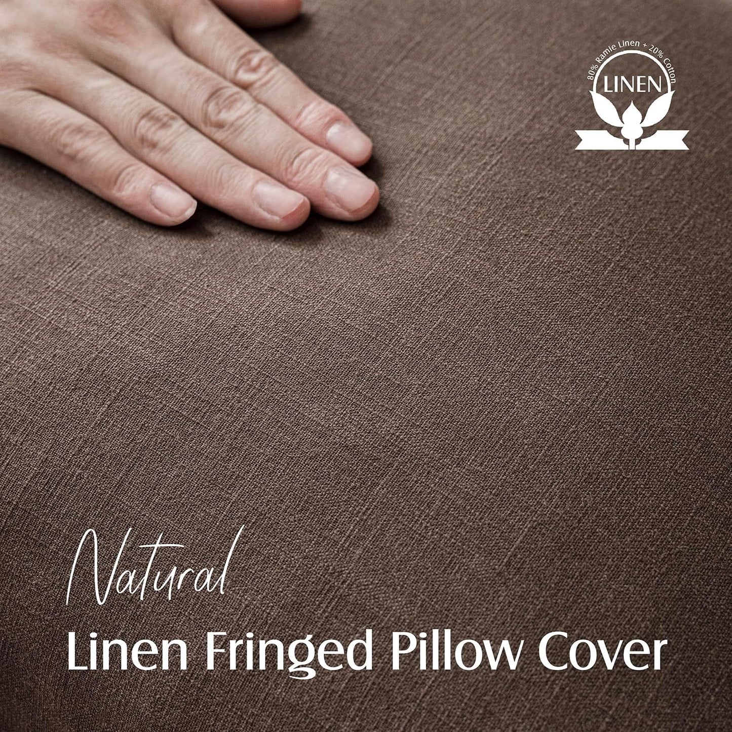 Foindtower Set of 2 Decorative Linen Fringe Throw Pillow Covers Cozy Boho Farmhouse Cushion Cover with Tassels Soft Accent Pillowcase for Couch Sofa Bed Living Room Home Decor,26×26 Inch,Reddish Brown