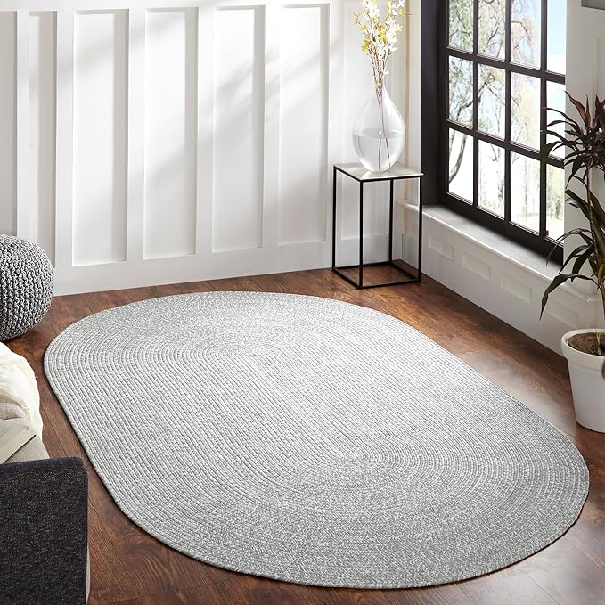 Superior Indoor/Outdoor Area Rug, Dual-Tone Reversible Braided Floor Decor for Patio, Front Porch, Entryway, Living Room, Office, Nursery, Artistic Home, 6' x 9', Canvas-White