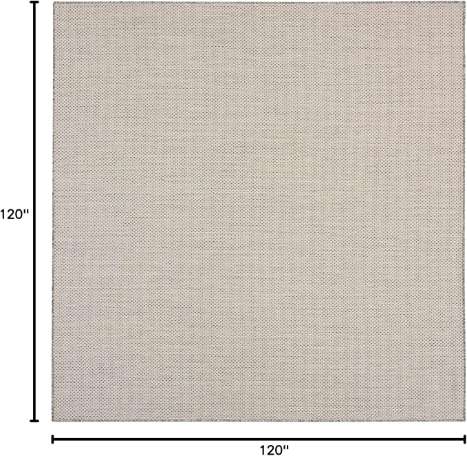 Nourison Home Courtyard Ivory Silver 10' x Square Area Rug - Easy Clean, Non Shedding, Bed Room, Living Room, Dining Room, Kitchen (10' x Square)