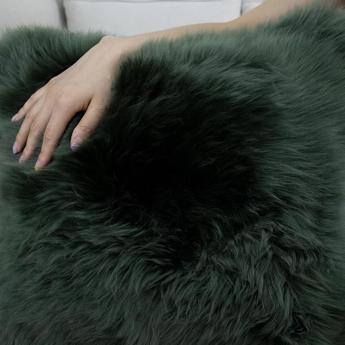 Luxury Soft Fur Sheepskin Fleece Cushion Cover Pillowcase Decorative Throw Pillows Covers, No Pillow Insert, 1pc (Forest Green, 18"×18")