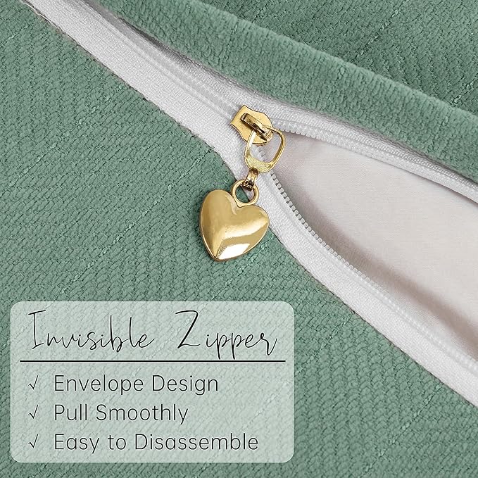 ZWJD Dusty Green Pillow Covers 18x18 Set of 2 Chenille Throw Pillow Covers with Elegant Design Soft and Luxurious Decorative Throw Pillows for Couch, Bed, and Home Decor