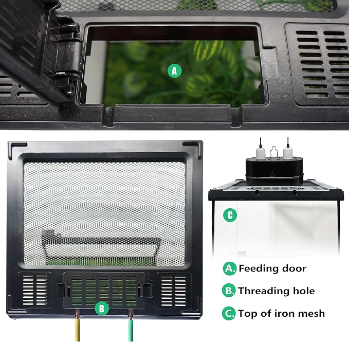 Mini Reptile Glass Terrarium Tank 8"x8"x12“ Full View with Front Opening Door and Enclosure Habitat Cage for Leopard Gecko Tarantula Young Lizard Hermit Crab Frog Insects Breeding Tank