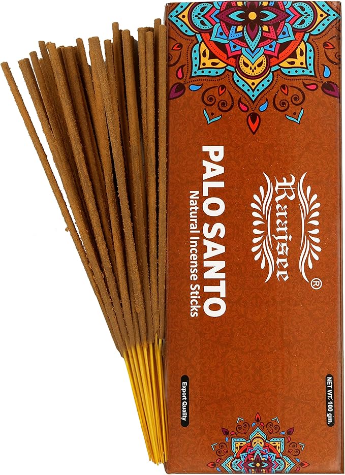 Raajsee Palo Santo Incense Sticks, Holy Wood Aroma for Energy Cleansing & Meditation Organic Non Toxic Clean Burning - Natural, Long-Lasting Incense – 100 gm Pack