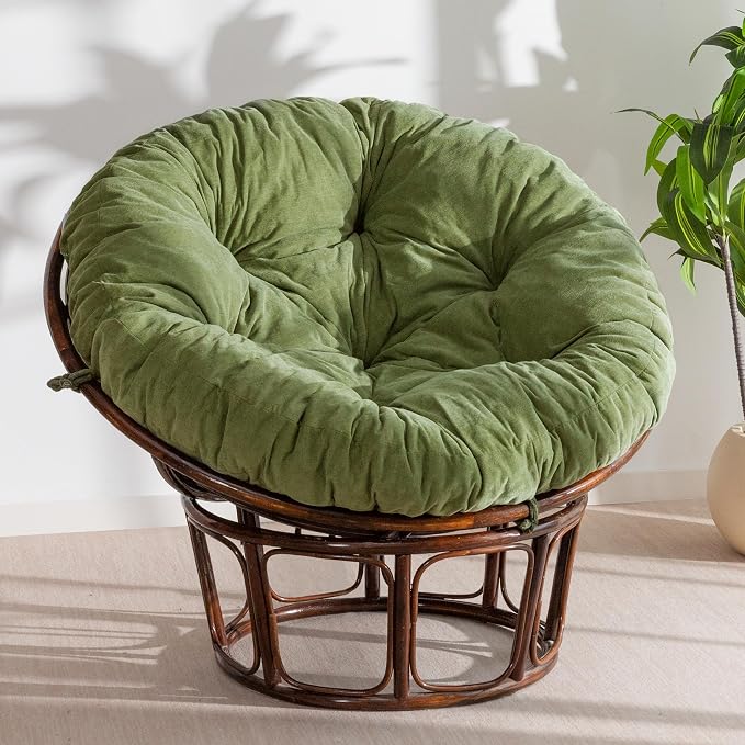 HIGOGOGO Papasan Chair Cushion with Chenille Cover (Without Chair), Soft Supportive Cushion, Green, 48 x 48 Inch