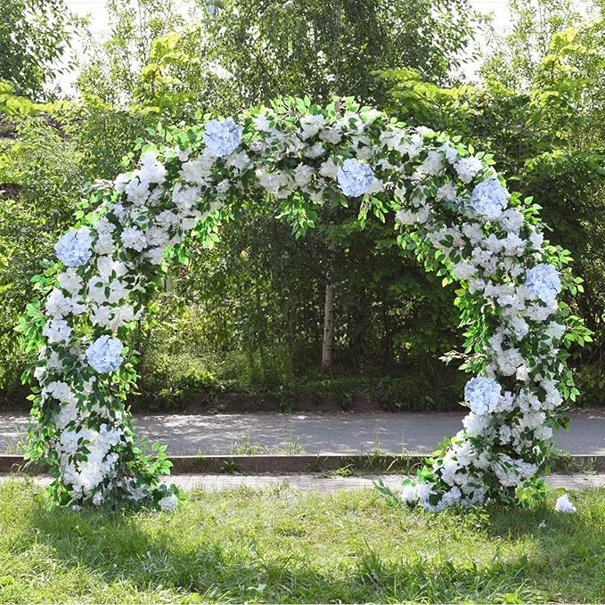 AVIVIHO 65pcs Baby Blue Fake Flowers Hydrangea Artificial Flowers Bulk (Not Squished, No Steaming Need) Silk Flowers with Stems for Home Weddings,Table Centerpieces,Party Arch Decorations