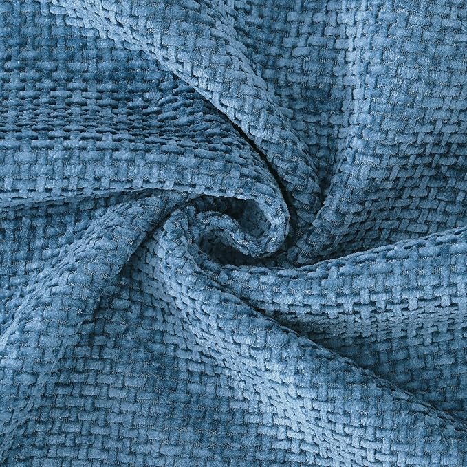 MADIZZ Decorative Chenille Velvet Throw Pillow Covers Set of 2 Soft Boho Textured Neutral Couch Throw Pillow for Bed Modern Farmhouse Home Decor for Sofa Livingroom Dark Blue 12x20 Inch