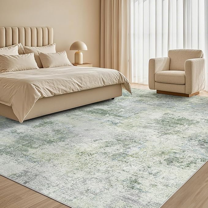 Tortania Area Rug Living Room Rugs - 5x8 Washable Large Soft Neutral Boho Moroccan Bohemian Farmhouse Rug Indoor Floor Carpet for Bedroom Under Dining Table Home Office Decor - Sage Green