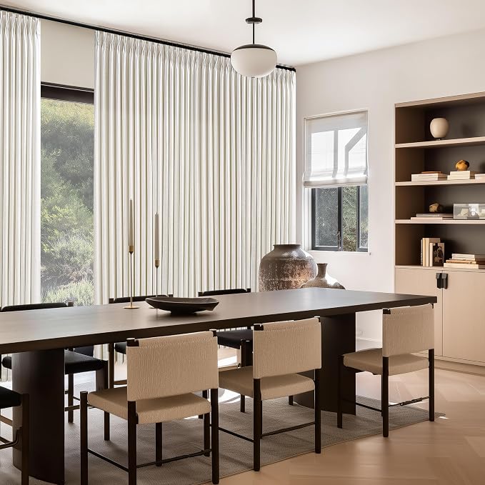 60 Inch Width Curtains 90 Inches Long Linen Curtains Pinch Pleated for Living Room Bedroom Natural Cream Non See Through Back Tab Hooks Rings Pinch Pleat 90 Inch Length Drape Patio Glass Door 1 Panel