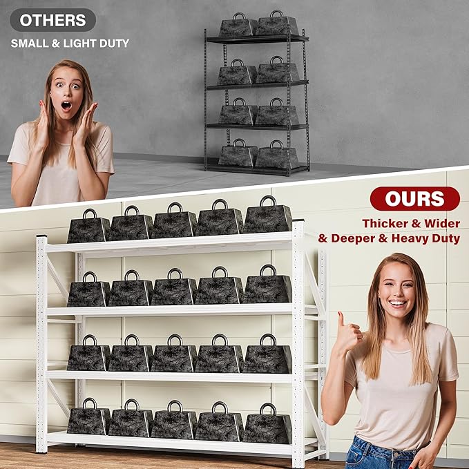 7000LBS Heavy Duty Garage Shelving Units,79" Wide & Deep Storage Shelves,White Metal Garage Shelves,Large Storage Rack,Steel Shelf,Industrial Shelving for Shop,Warehouse,Basement,79" W x 24" D x 79" H