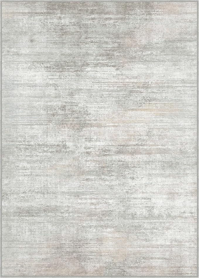 BEIMO Area Rugs 3x5 for Living Room Bedroom, Modern Abstract Machine Washable Rug, Soft Low Pile Floor Carpet with Non Slip Backing for Entryway, Light Grey/Beige