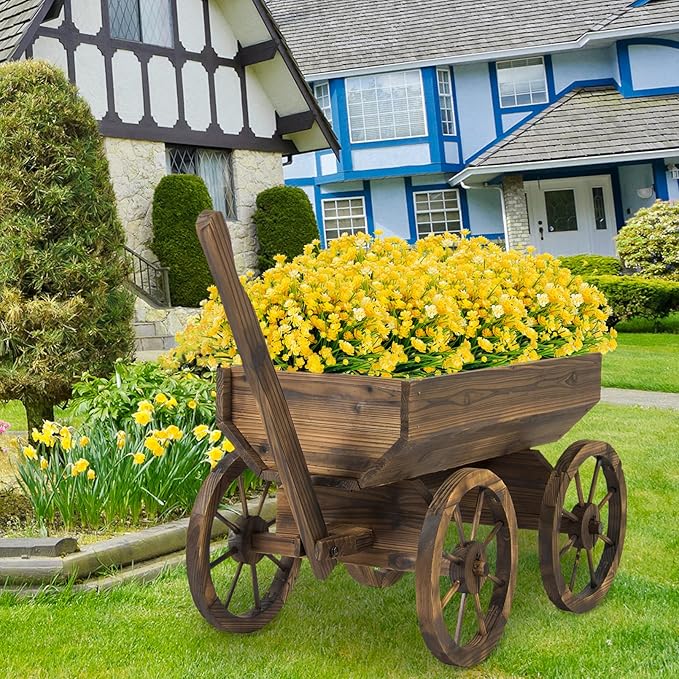 Ouddy Decor 12 Bundles Artificial Flowers for Outdoors UV Resistant Fake Plastic Plants Faux Greenery Stems for Spring Summer Indoor Garden Patio Window Box Kitchen Home Decor, Yellow