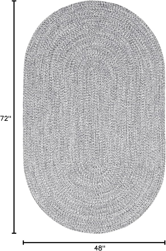 SUPERIOR Indoor/Outdoor Area Rug, Dual-Tone Reversible Braided Floor Decor for Patio, Front Porch, Entryway, Living Room, Office, Nursery, Artistic Home, 4' x 6', Charcoal-White