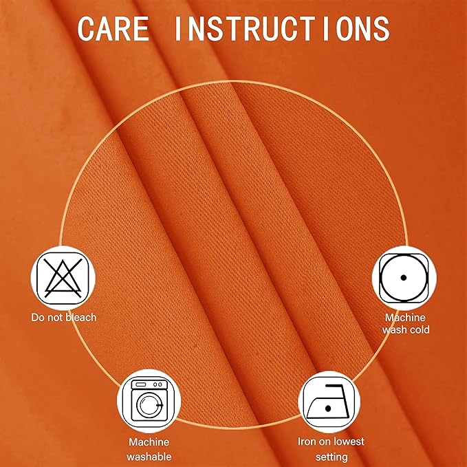 LEMOMO Blackout Curtains 52 x 95 inch/Orange Curtains Set of 2 Panels/Thermal Insulated Room Darkening Bedroom Curtains