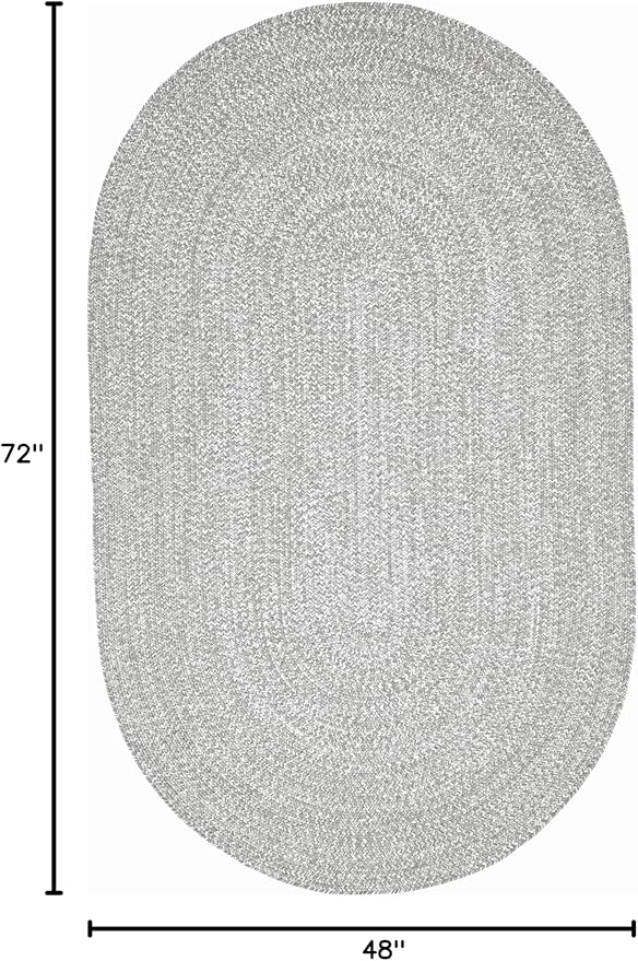 SUPERIOR Indoor/Outdoor Area Rug, Dual-Tone Reversible Braided Floor Decor for Patio, Front Porch, Entryway, Living Room, Office, Nursery, Artistic Home, 4' x 6', Canvas-White