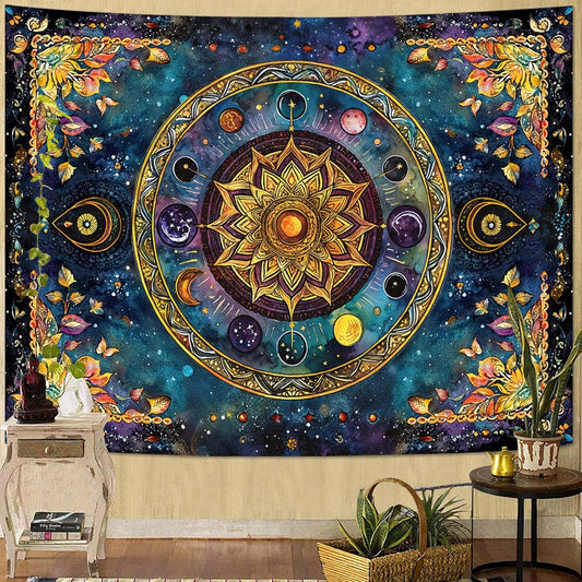 Lunerfex Mandala Solar System Tapestry Boho Tapestry for Bedroom Galaxy Tapestries Wall Hanging Living Room Wall Art and Home Decor 70x90