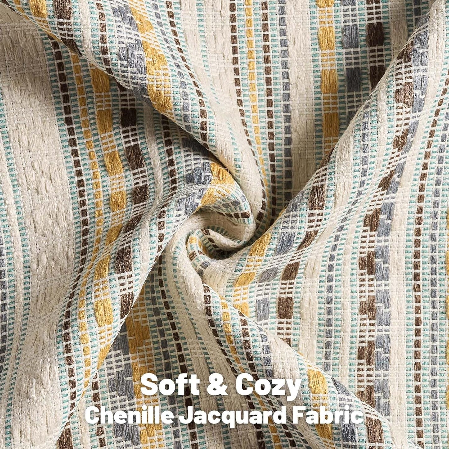 FUTEI Yellow Grey Decorative Throw Pillow Covers 18x18 Inch Set of 2,Soft Cozy Chenille Jacquard Textured Cushion Case,Boho Home Decor for Couch Bed Living Room