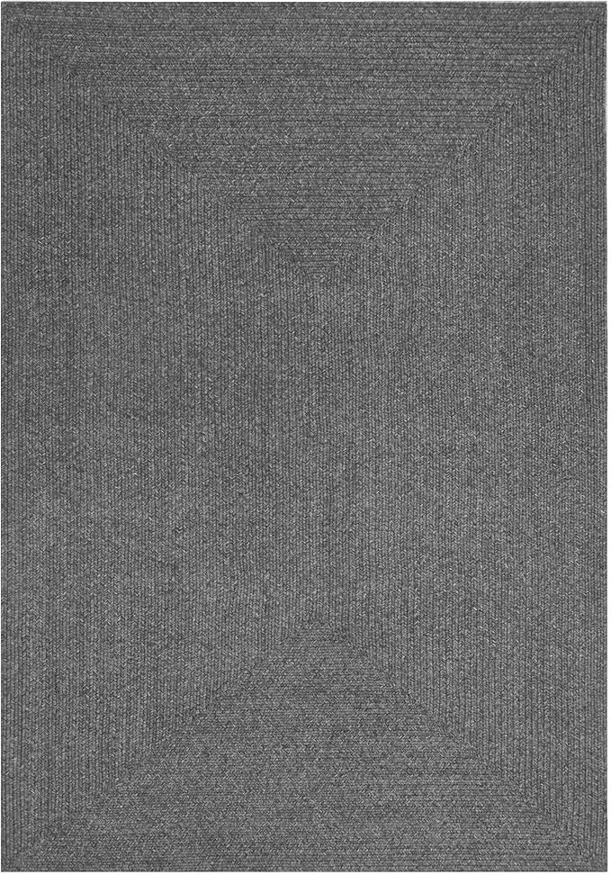 Superior Indoor/ Outdoor Large Area Rug, Reversible Braided Home Floor Decor for Living Room, Kitchen, Entryway, Patio, Front Porch, Deck, Modern, Boho, Farmhouse Style, 3' x 5', Charcoal