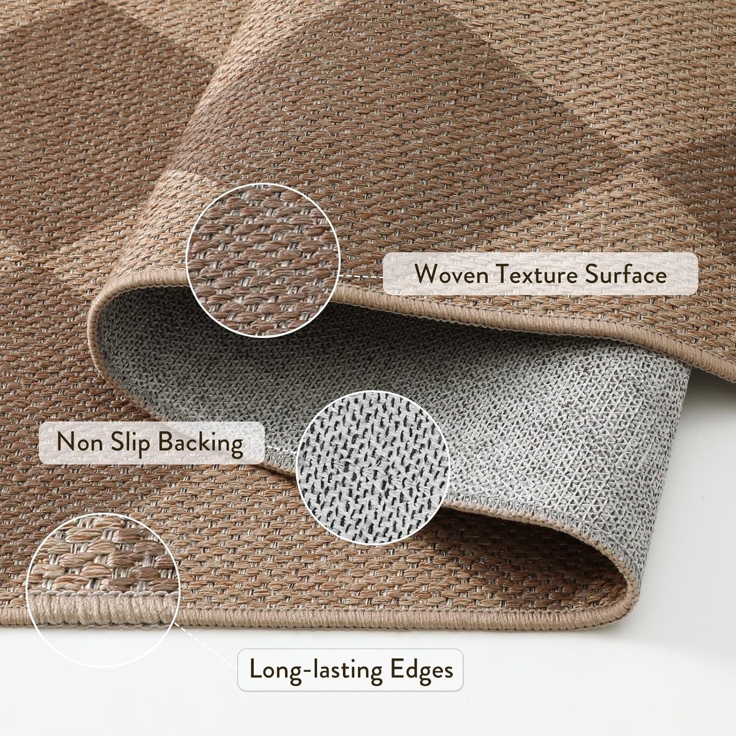 Lahome Checkered Easy Jute Rug, 9x12 Washable Dining Room Rug Indoor Outdoor Carpet, Farmhouse Neutral Non Slip Non Shedding Stain Resistance Floor Carpet for Patio Living Room Office