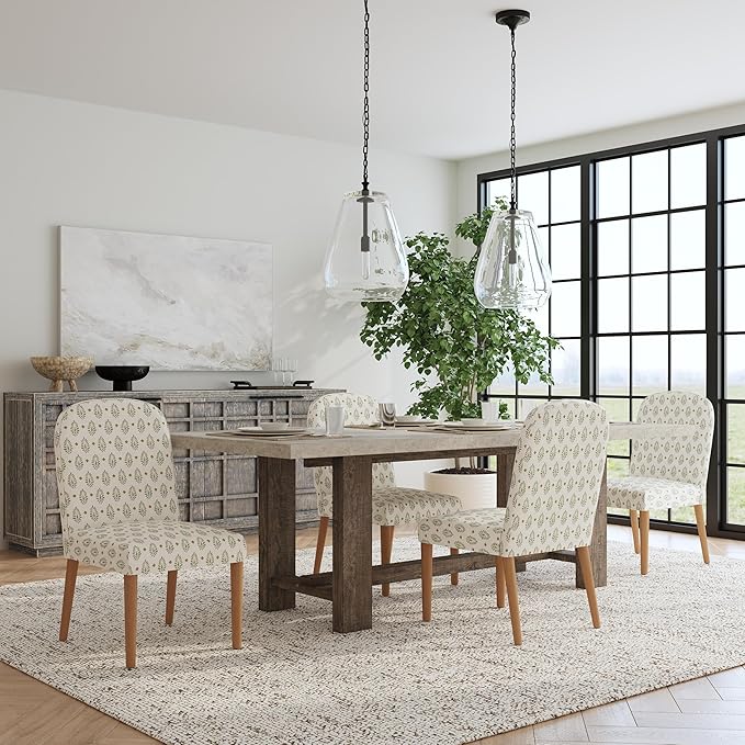 HomePop Rounded Back Upholstered Dining Chair - Sage Paisley Medallion (Single Pack)