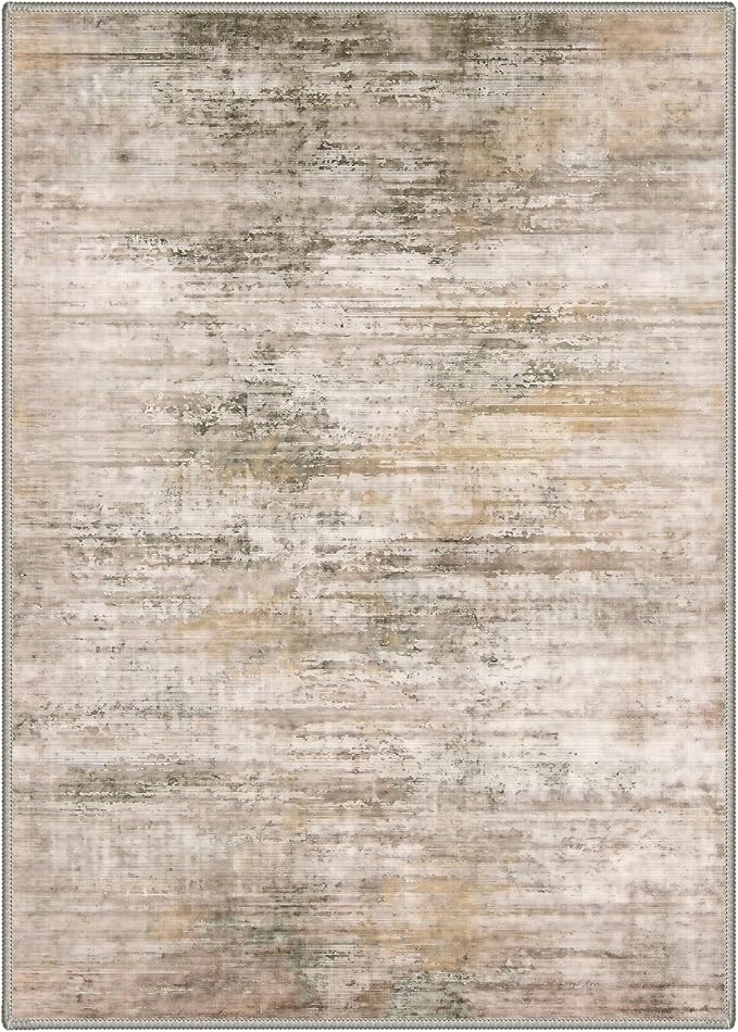 BEIMO Area Rugs 5x7 for Living Room Bedroom, Modern Abstract Machine Washable Rug, Large Soft Low Pile Floor Cover with Non Slip Backing for Dining Room, Dusty Beige Brown