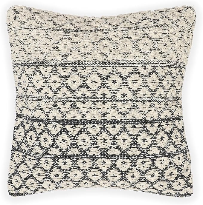 REDEARTH · Tufted Throw Pillow Cushion Covers - Boho Textured Woven Decorative Cases Set for Couch - Sofa - Bed - Farmhouse - Chair - Patio - Outdoor - car - 100% Cotton (18x18 ; Dark Gray) Pack of 2
